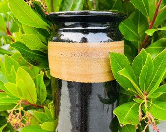 Studio Art Pottery Vase Black/brown/signed art/artist signed handmade pottery