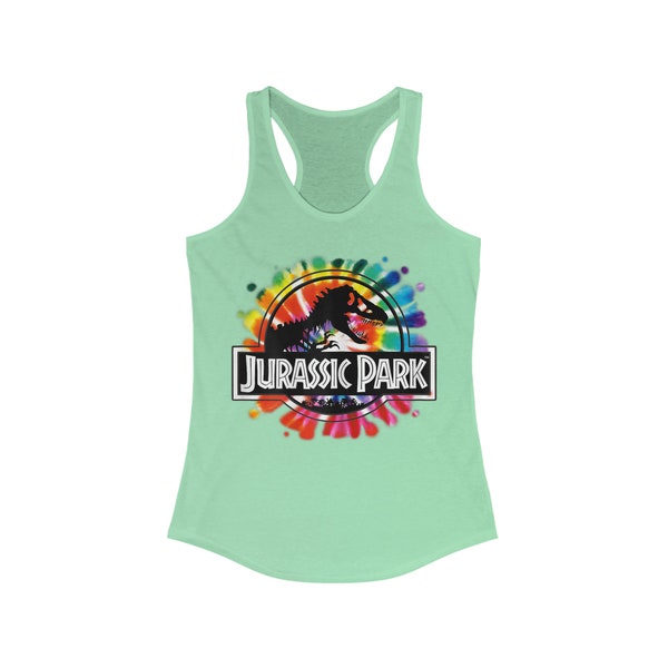 Jurassic Park Classic Logo Tie Dye Women's Ideal Racerback Tank