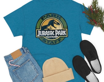 Jurassic Park Staff Retro Distressed Logo Graphic Unisex Heavy Cotton Tee