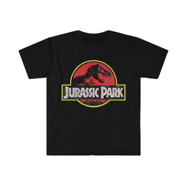 Jurassic Park Angustiado Original Park Logo Gráfico Unisex Softstyle Camiseta