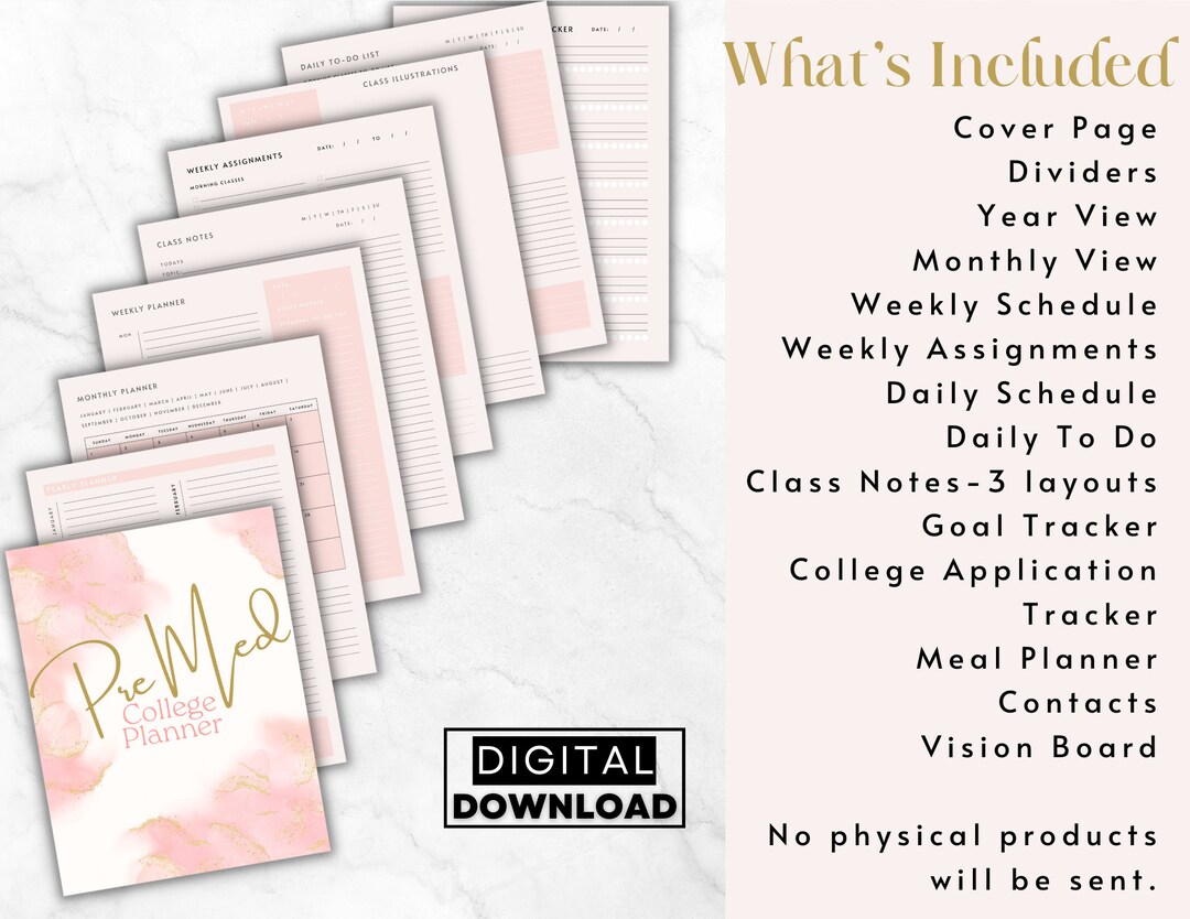 Medical School Planner Digital Printable Pre Med College Etsy