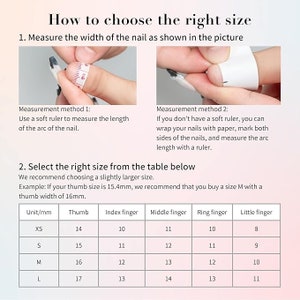 May include: A chart showing how to measure your finger size for rings. The chart includes measurements in millimeters for thumb, index finger, middle finger, ring finger, and little finger. The chart includes sizes XS, S, M, and L.