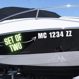 Set of 2 Custom Boat Registration Vinyl Decal -  Letters / Numbers - Boat Jet Ski Kayak