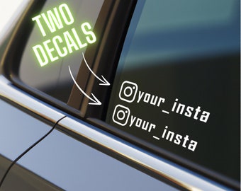 Juego de 2 calcomanías de vinilo personalizadas para Instagram - Pegatina de tamaño personalizado para el nombre de usuario de Instagram