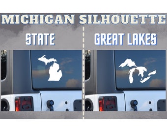 State of Michigan - Great Lakes -Vinyl Decal - State Silhouette - Custom Size Sticker