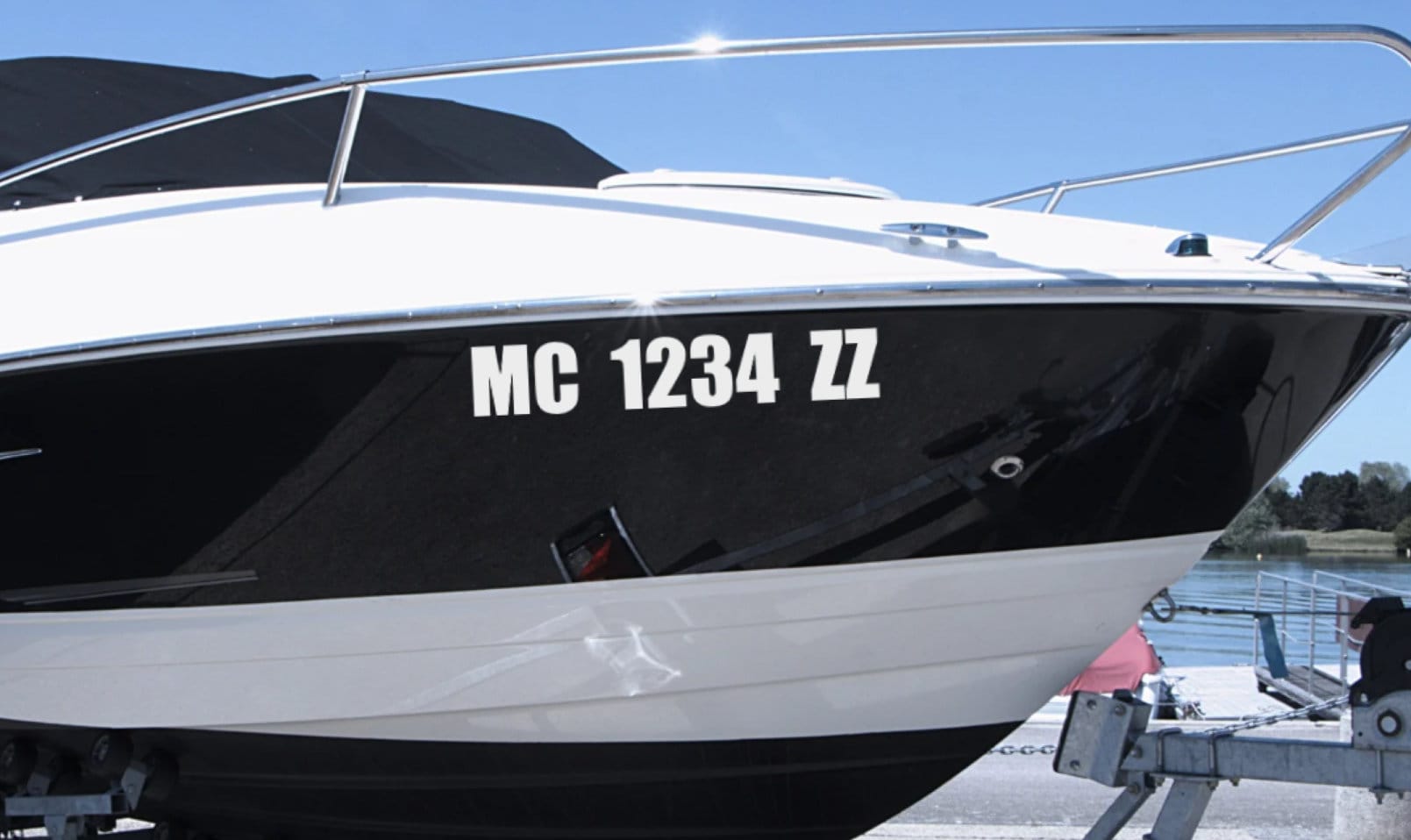 Set of 2 Custom Boat Registration Vinyl Decal Letters / Numbers Boat
