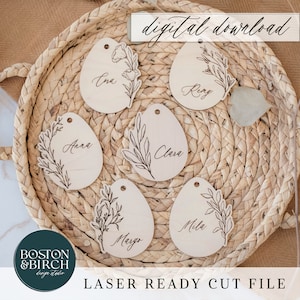 Floral Osterkorb Tag SVG - Ostern SVG - Laser bereit geschnitten Datei - Digital Download - Osterkorb Tag - Glowforge - Kinder Osterkorb
