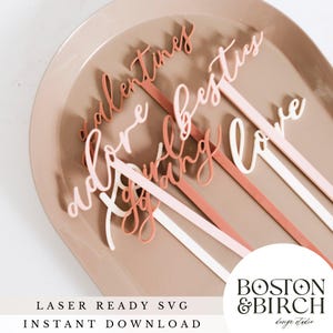 Script Drink Stirrers - SVG Digital Download - Glowforge File - Galentines - Laser Cutting File - Instant Download - Swizzle Stick SVG