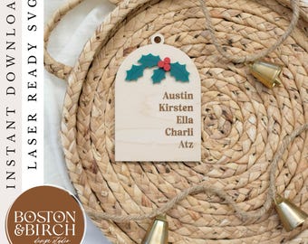 Family Name Christmas Ornament SVG, Laser Cut File (Digital Download)