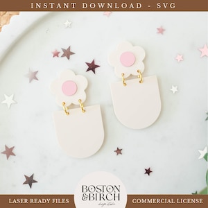 Acrylic Earring SVG Daisy Flower Laser Cut Files Floral Dangles Digital Download For Glowforge Tool Laser Cut Earring SVG Daisy Bundle