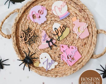 Halloween Name Tag SVG Bundle: Spooky Charms, Party Decor (Digital File)