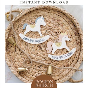 Personalized Baby's First Christmas Rocking Horse Ornament (Digital File)