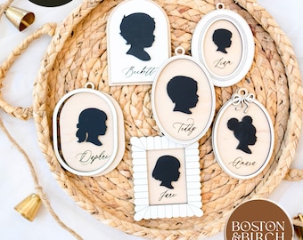 Personalized Silhouette Ornament Kids Name Profile Decor Wooden Christmas Gift Mix And Match set Custom Ornament Portrait Holiday Keepsake