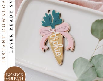 Vintage Carrot Easter Basket Tag SVG | Laser Cut File (Digital Download)