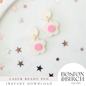 Acrylic Earring SVG Daisy Flower Laser Cut Files Floral Dangles Digital Download For Glowforge Tool Laser Cut Earring SVG  Daisy Bundle