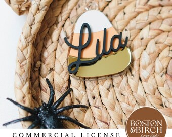 Candy Corn Name Tag SVG, Personalized Halloween Boo Basket Tag (Digital File)