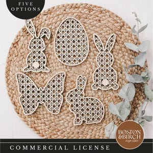 Easter Rattan Cane Bundle SVG - Glowforge Cut File - Easter Rattan Wicker Bundle - Files for Silhouette - Bunny - Easter Egg - Butterfly