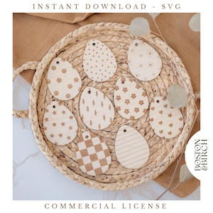 Tag de panier de Pâques à motifs SVG - SVG de Pâques - fichier prêt à être découpé au laser - téléchargement numérique - Pâques - SVG - Glowforge - panier de Pâques pour enfants