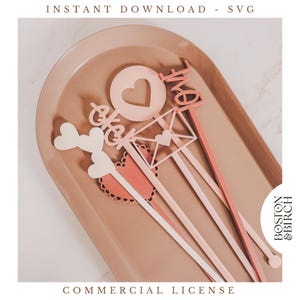 Valentines Drink Stirrers - SVG Digital Download - Glowforge File - Valentines - Laser Cutting File - Instant Download - Swizzle Stick SVG