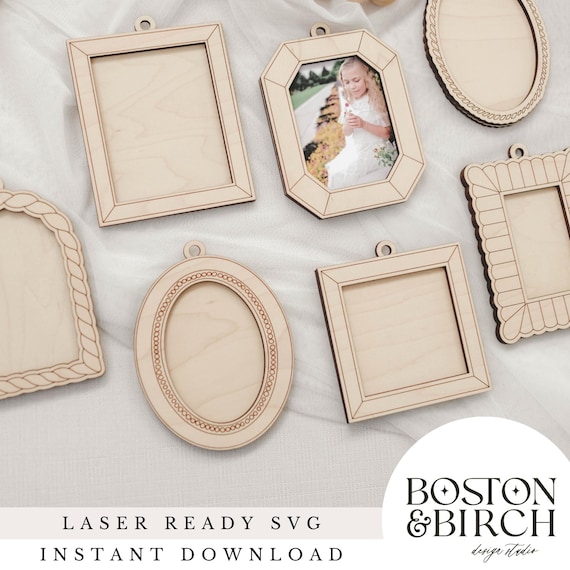 Christmas Frame Ornament - 3D Ornament - Hand Drawn Frame - Personalized Frame Tag - Frame Stocking Tag - Instant Download - Glowforge File