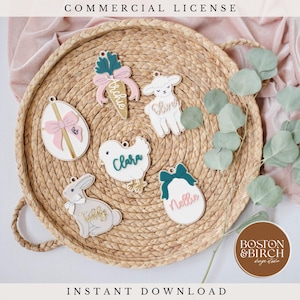 Vintage Easter Animal Basket Tag | Easter Egg SVG Tag | Easter Basket Tag  | Kids Easter Basket Acrylic Tag | Personalized Easter Basket SVG