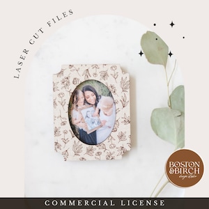 Vintage Blumen Fotorahmen Magnet SVG | Muttertag-Kühlschrankmagnet | Laser-Schnitt-Datei | SVG Digitaler Download | DIY Geschenk für Mama | Partitur Datei |
