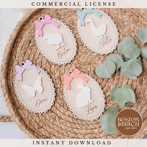 Etiqueta de animal de Páscoa vintage Nome do ovo de Páscoa Etiqueta SVG Cesta de Páscoa Coquette Cesta de Páscoa para crianças Etiqueta de acrílico Etiqueta de cesta de Páscoa Arquivo SVG