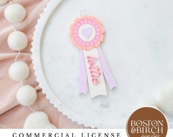 Valentines Prize Ribbon SVG File, Laser Cut Tag Digital Download