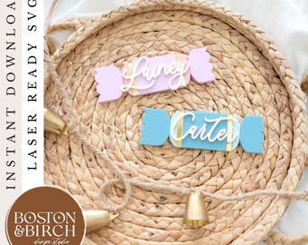 Personalized Christmas Cracker Ornament, Acrylic Name Tag (Digital File)