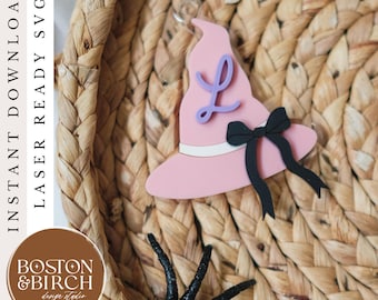 Witch Hat Halloween Tag SVG, Personalized Boo Basket Charm (Digital Download)