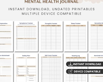Mental Health Planner Template, Anxiety & Mood Tracker (PDF, GoodNotes)