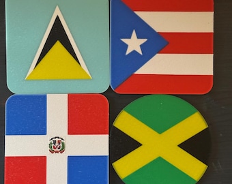 3D Printed Country Flag Coasters - Set of 4
