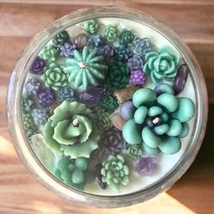 3-Wick Succulent Terrarium Candle – Customizable Gift, Eco-Friendly Cactus Decor, Botanical Candle, Plant Lover Gift, Housewarming