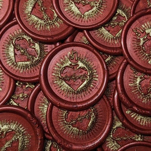 Sacred Heart Wax Seal Stickers - with Gold Paint Accent (2 color options)