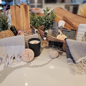 Cestas de regalo de cierre de bienes raíces, regalos para clientes, regalo de inauguración de la casa, nuevo hogar, regalos para agentes inmobiliarios, cesta de regalo personalizada, cesta de regalo de boda
