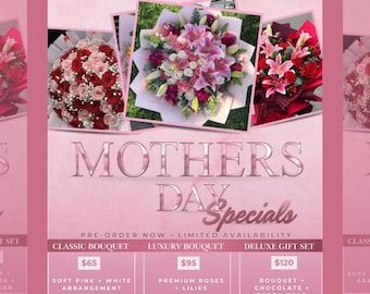 Mother's Day Florist Flyer Template | Canva Instagram Post, Bouquet Promo