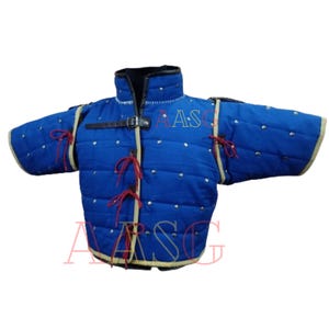 Medieval Thick Padded Cotton Short Gambeson Aketon – Half Sleeve Protective Armor Jacket for LARP, SCA, and Reenactment Costume Jacket
