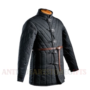 Medieval Gambeson Full Sleeve Aketon Costume Viking Padded Protective Armor Cotton Fabric For Sca Larp Cosplay Halloween&#39;s Gift