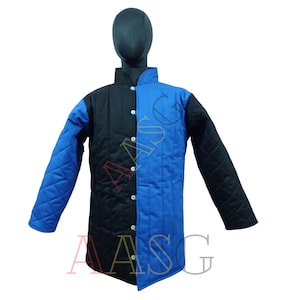 Medieval Padded Cotton Full Sleeve Two-Color Gambeson | Quilted Armor Costume for LARP, Jacket SCA, LARP, Reenactment, and Cosplay