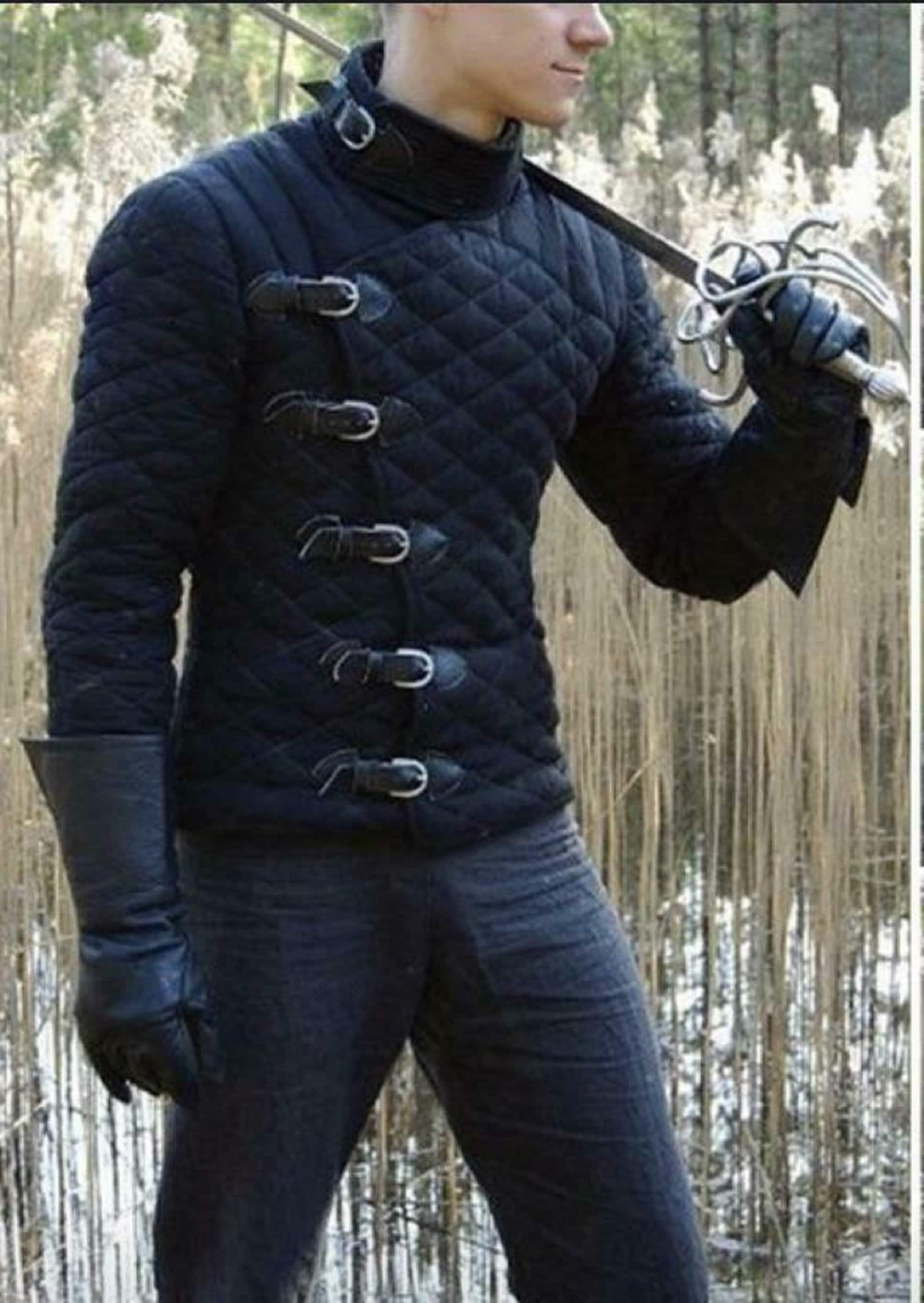 Medieval Viking Full Sleeve Short Gambeson Cotton Padded Protective Jacket Coat Aketon For Halloween dress Cosplay Costume sca larp