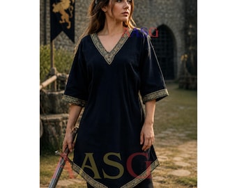 Halloweencadeau: Handgemaakte middeleeuwse katoenen tuniek: Keltisch Viking Aketon Larp-kostuum