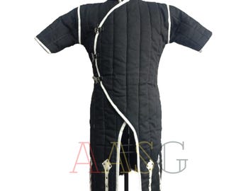 Medieval Padded Cotton Gambeson: Long Aketon Armor Coat