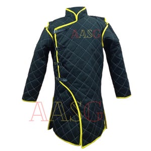 Medieval Thick Padded Cotton Long Gambeson Aketon – Full Sleeve Protective Armor Jacket Costume for LARP, SCA, and Historical Reenactment