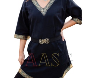 Duohropke Tunica Medievale Da Uomo Tunica LARP Knight Camicia Rock Robe - 6