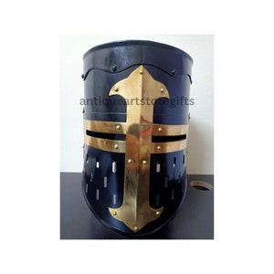 MEDIEVAL Templar Knight crusader helmet ARMOR for Larp sca With liner and strap Handmade  halloween gift