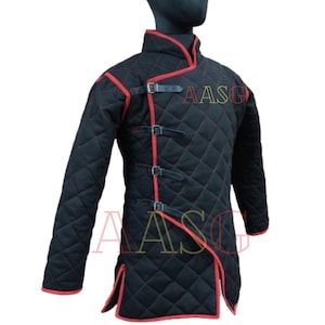 Medieval Viking Gambeson – Thick Padded Cotton Armor Jacket Coat with Full Sleeves for LARP, SCA & Reenactment of Historical-Gift for father