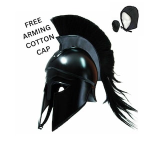 Medieval Viking  greek corinthian helmet with black plume, armor knight spartan for Historical Reenactments, LARP, and Cosplay Costume