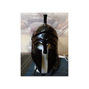 Medieval greek corinthian helmet with black plume, armor knight spartan costumes Armor gift for halloween