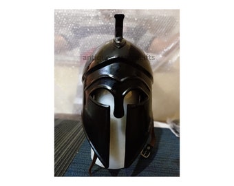 Halloween-Geschenk: Mittelalterlicher griechischer korinthischer Helm: Schwarze Feder, spartanisches Rüstungskostüm