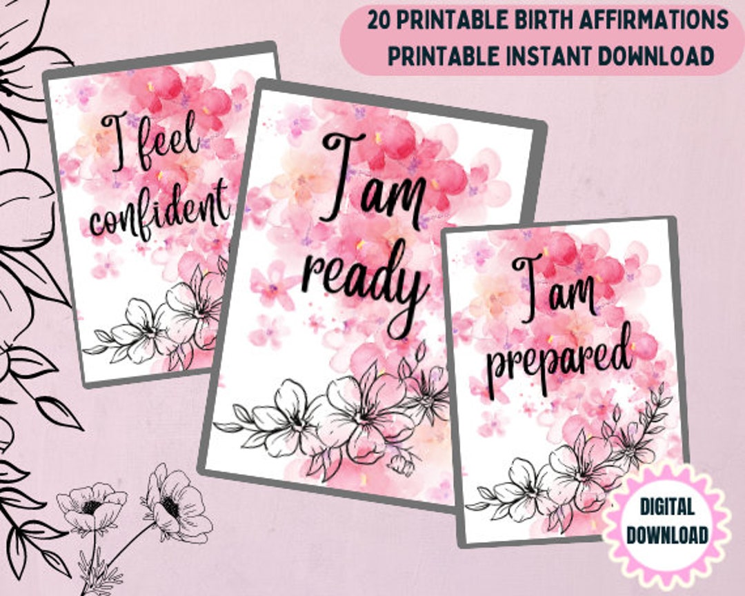 20 Birth Affirmations Printable Botanical Birth Affirmation ...